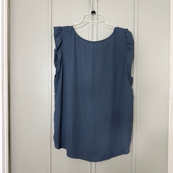 LOFT Women's Blue Blouse with Button Accents - Picture 2 of 2